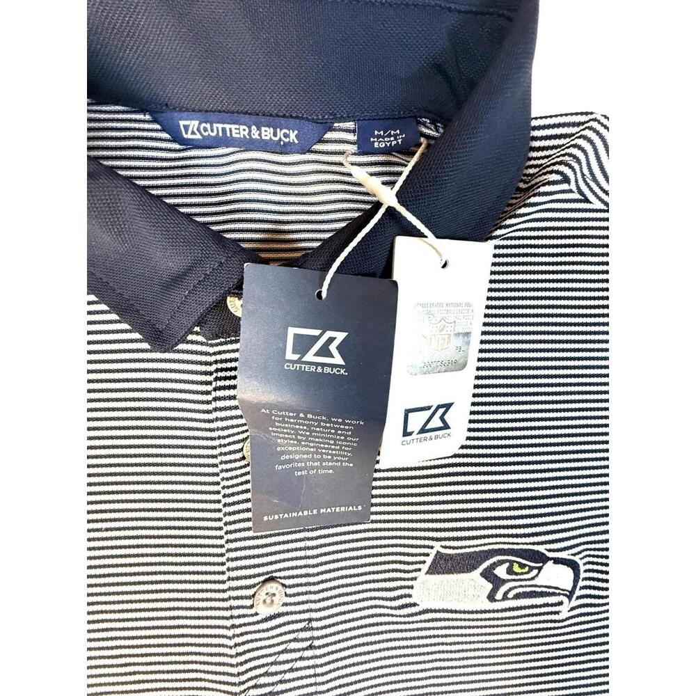 Cutter & Buck Men’s NFL Seattle Seahawks Stripes Polo Medium NWT - Picture 2 of 5